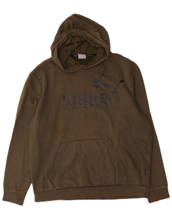 Puma Mens Graphic Hoodie Jumper Large Khaki Cotton