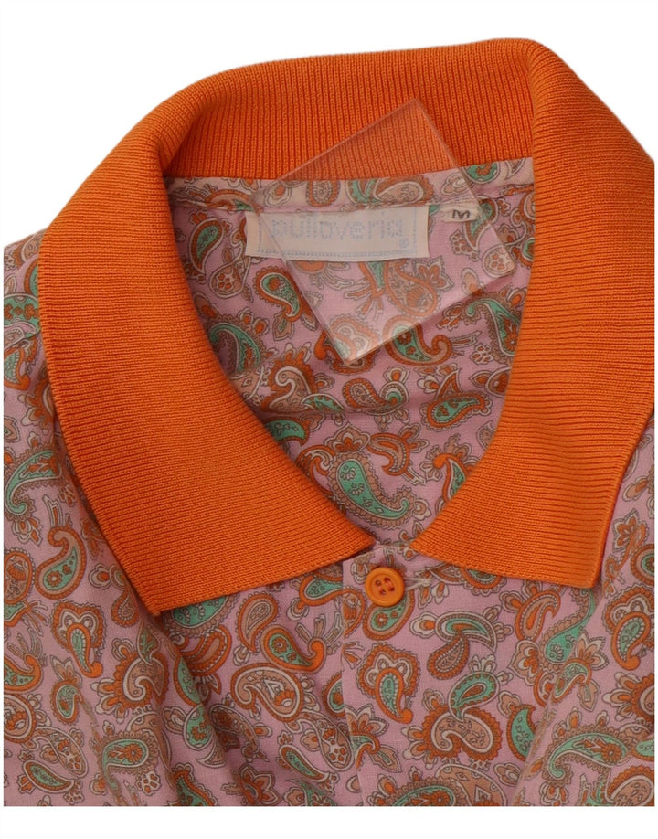 PULLOVERIA Chemise à Manches Courtes Homme Rose Moyen Paisley Rétro