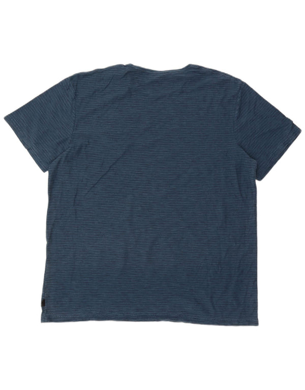 Quiksilver T-Shirt coupe moderne pour hommes, haut 2XL en coton à fines rayures bleues