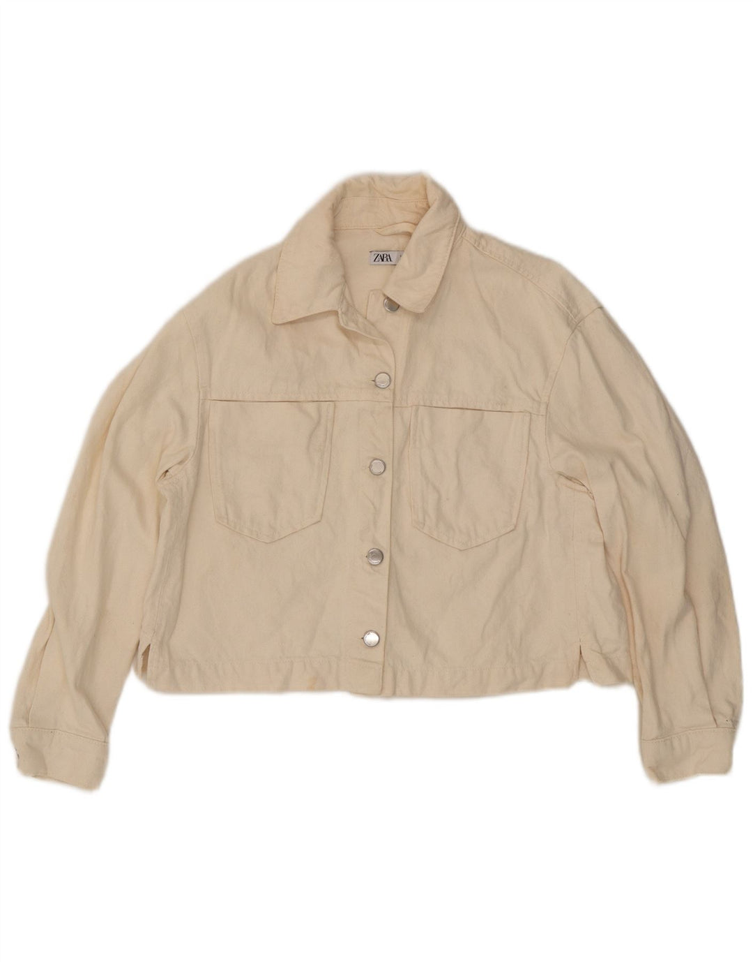 Zara Veste en jean surdimensionnée pour femme UK 10 Petit Blanc