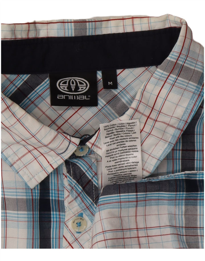 Chemise à Manches Courtes Homme Animal Coton à Carreaux Blanc Moyen