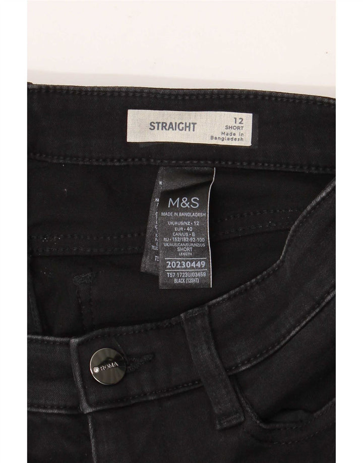 Marks & Spencer Jean court droit pour femme UK 12 Medium W28 L29 Noir