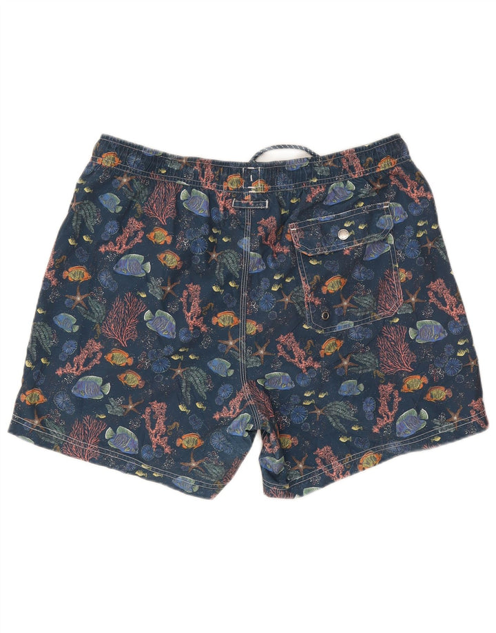 John Lewis Short de bain à motif abstrait pour homme en polyester bleu marine Taille L