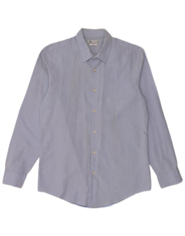ZARA Mens Slim Fit Shirt Large Blue Cotton
