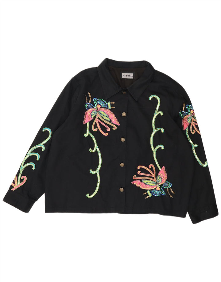 INDIGO MOON Veste bomber surdimensionnée pour femme UK 22 3XL Papillon noir