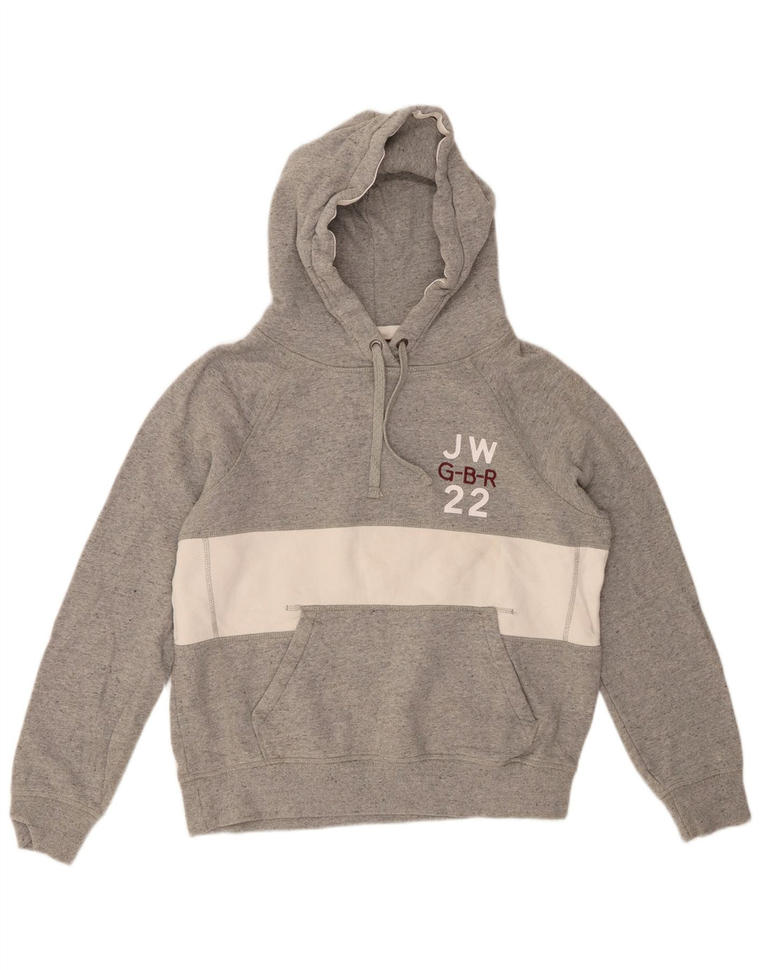 JACK WILLS Pull à capuche graphique pour femme UK 12 Gris moyen Colourblock