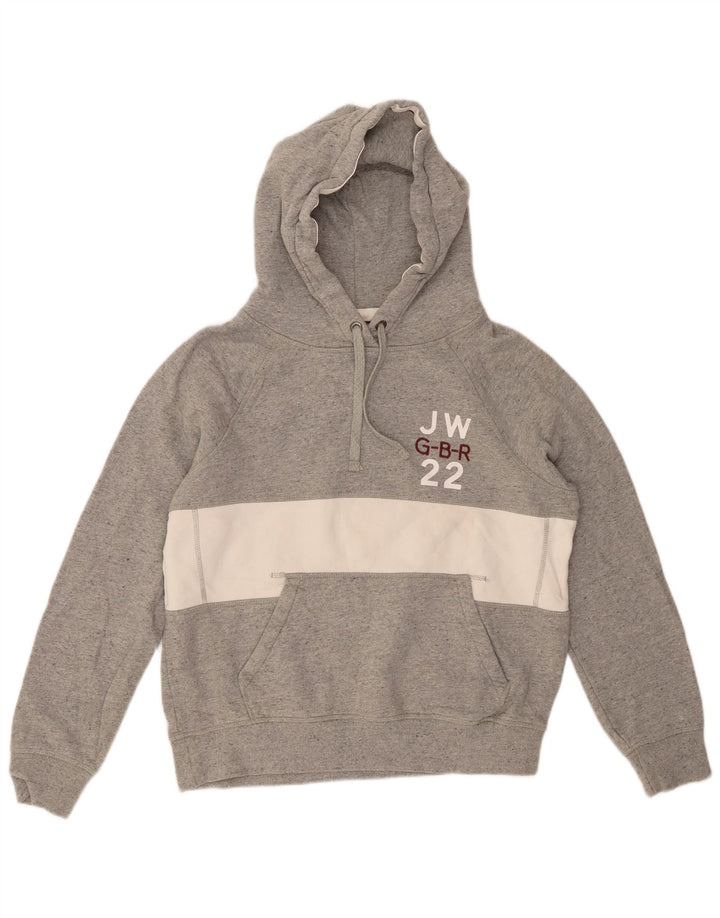 JACK WILLS Pull à capuche graphique pour femme UK 12 Gris moyen Colourblock