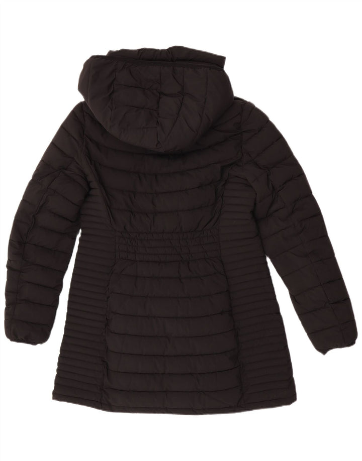 Dkny Manteau rembourré à capuche pour femme UK 12 Medium Noir Polyester
