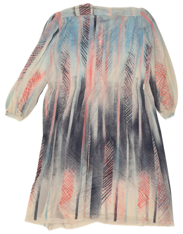 Robe Maxi à Manches Longues Vintage Femme IT 48 XL Rayé Multicolore