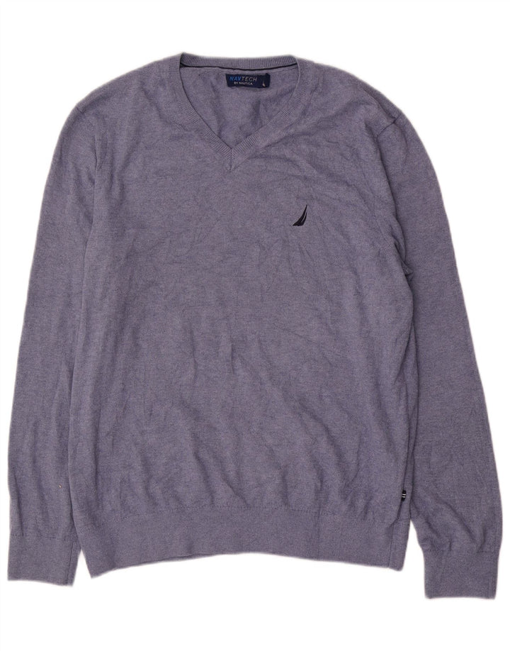 Nautica Pull col V Homme Bleu Marine Moyen Coton