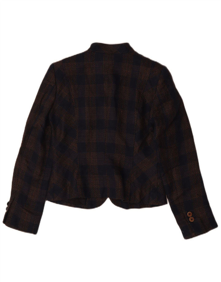 Brooks Brothers Veste blazer courte pour femme US 4 Petit carreaux bleu marine