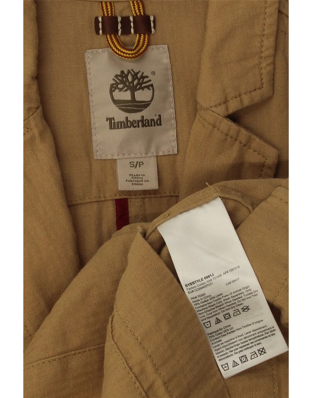 Timberland Veste blazer à 3 boutons pour homme UK 36 Petit coton beige à chevrons