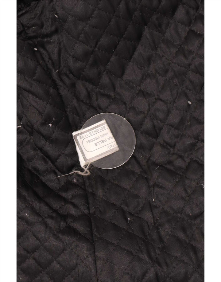 manteau en cuir femme vintage UK 12 Cuir noir moyen