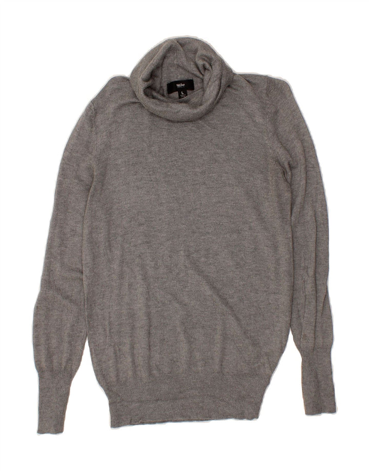 MOSSIMO Womens Roll Neck Jumper Sweater UK 14 Large Grey Nylon Vintage Mossimo and Second-Hand Mossimo from Messina Hembry 