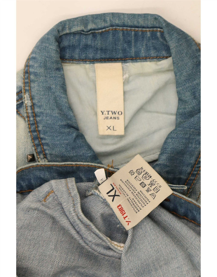 veste en denim en détresse vintage pour hommes UK 42 XL Coton Bleu