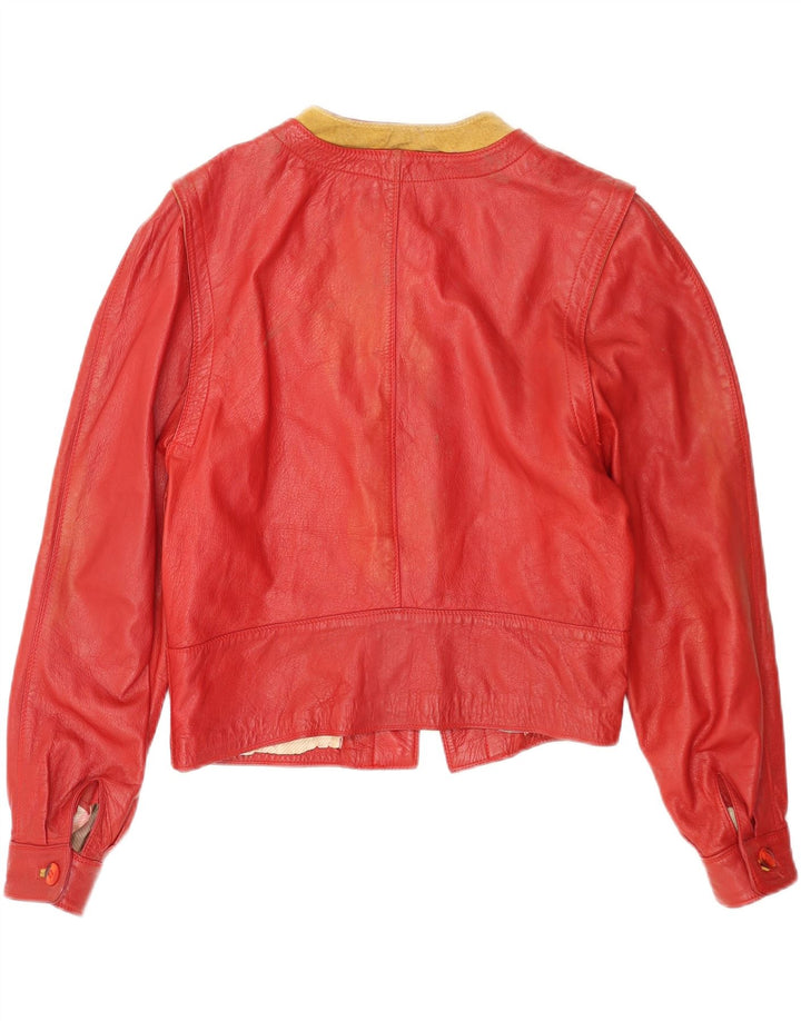 Marcos Veste en cuir courte pour femme IT 44 Cuir color block rouge moyen