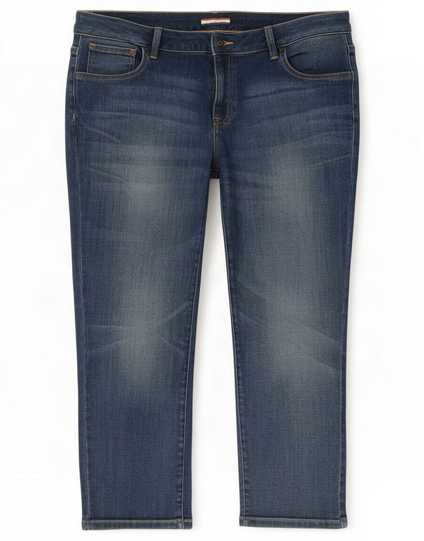 Tommy Hilfiger Jean court pour femme US 12 Large W34 L25 Bleu Coton