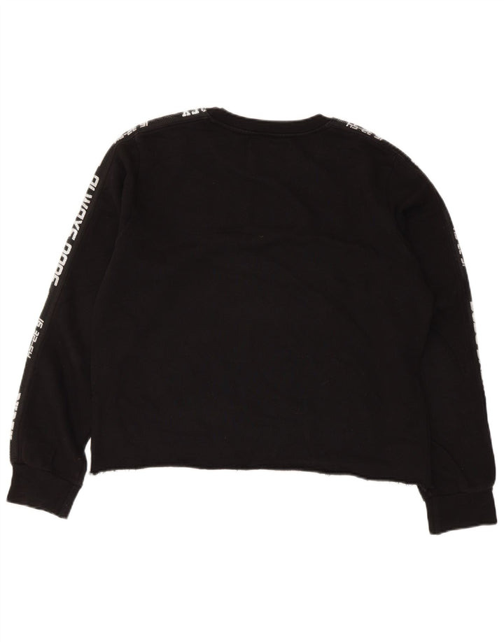 PYREX Sweat-shirt court graphique pour femme UK 16 Grand coton noir
