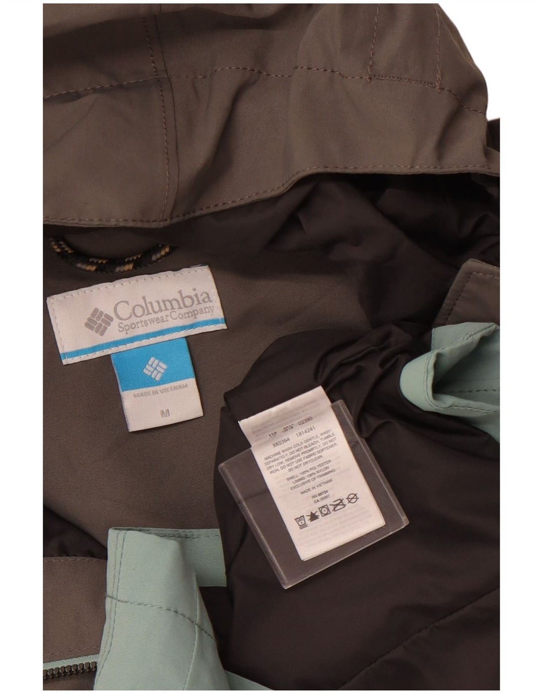 COLUMBIA Imperméable à capuche pour femme UK 44 Polyester color block vert moyen