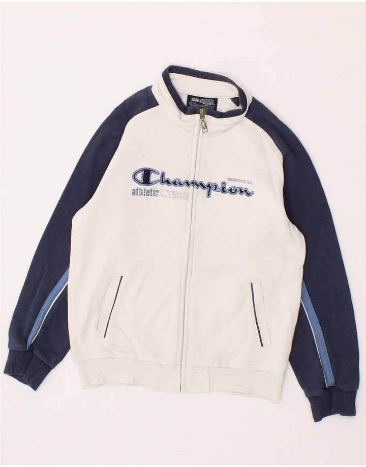CHAMPION Boys Graphic Tracksuit Top Jacket 7-8 Years Small White Vintage Champion and Second-Hand Champion from Messina Hembry 