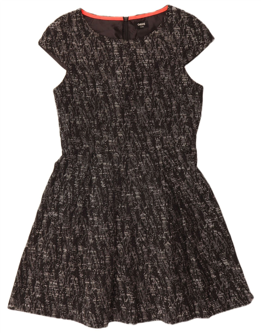 Oasis Robe trapèze pour femme UK 44 Medium Noir Moucheté Viscose