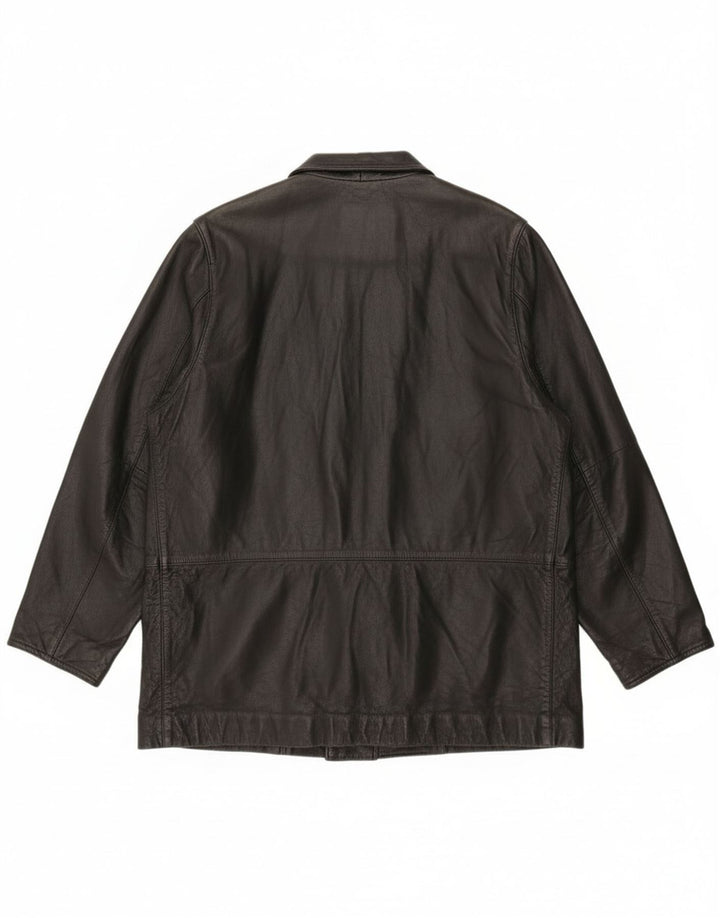 vintage Femme Loose Fit Veste en cuir EU 46 XL Cuir Noir