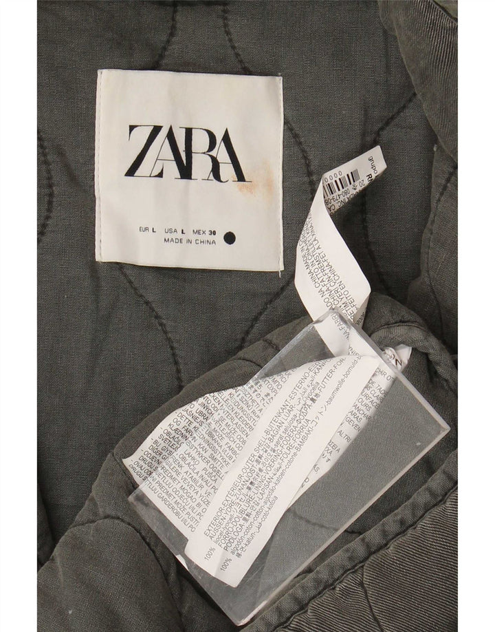Zara Veste matelassée surdimensionnée pour femme UK 16 Large Gris Lyocell