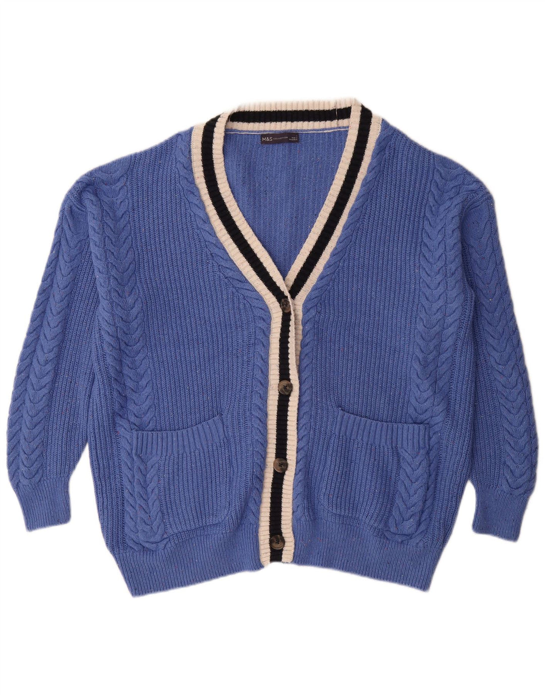 Marks & Spencer Pull cardigan surdimensionné pour femme UK 16 Grand coton bleu