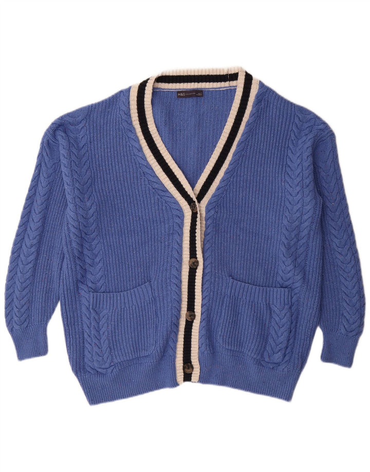 Marks & Spencer Pull cardigan surdimensionné pour femme UK 16 Grand coton bleu