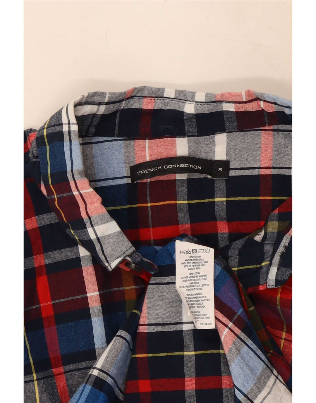 Chemise homme French Connection Small en coton à carreaux multicolores