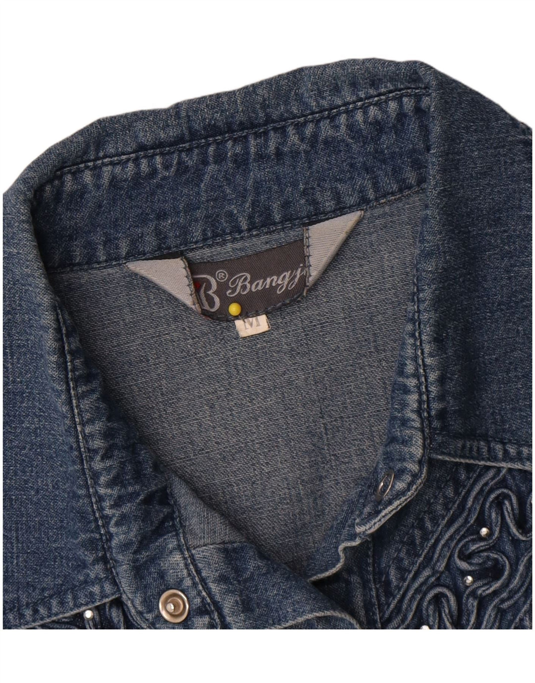 chemise en denim femme vintage UK 14 coton bleu moyen