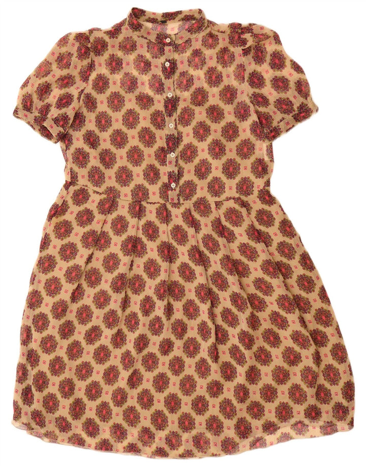 Benetton Robe trapèze pour femme UK 42 Beige moyen floral