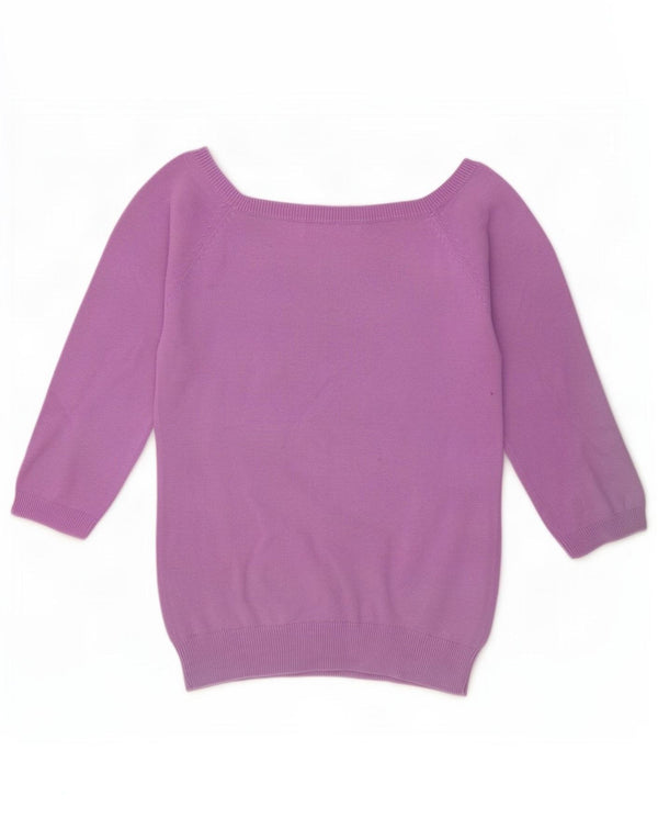 Zara Pull court à manches 3/4 et col bateau pour femme UK 10 Small Violet
