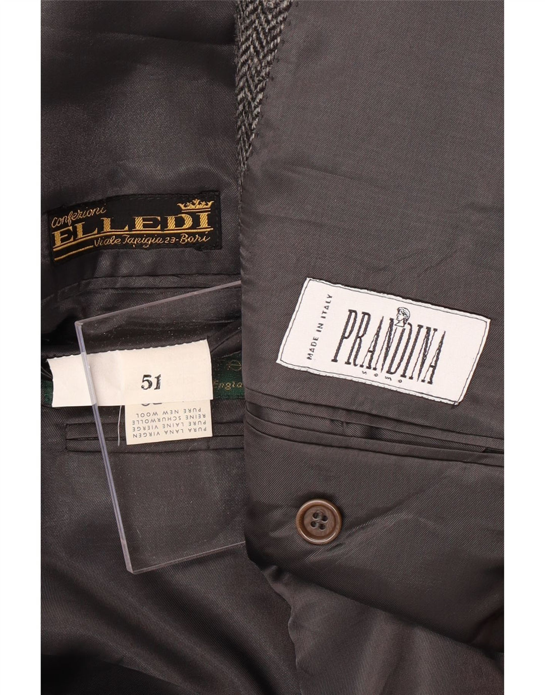 PRANDINA Veste Blazer 3 Boutons Homme IT 51 Grand Gris Chevrons