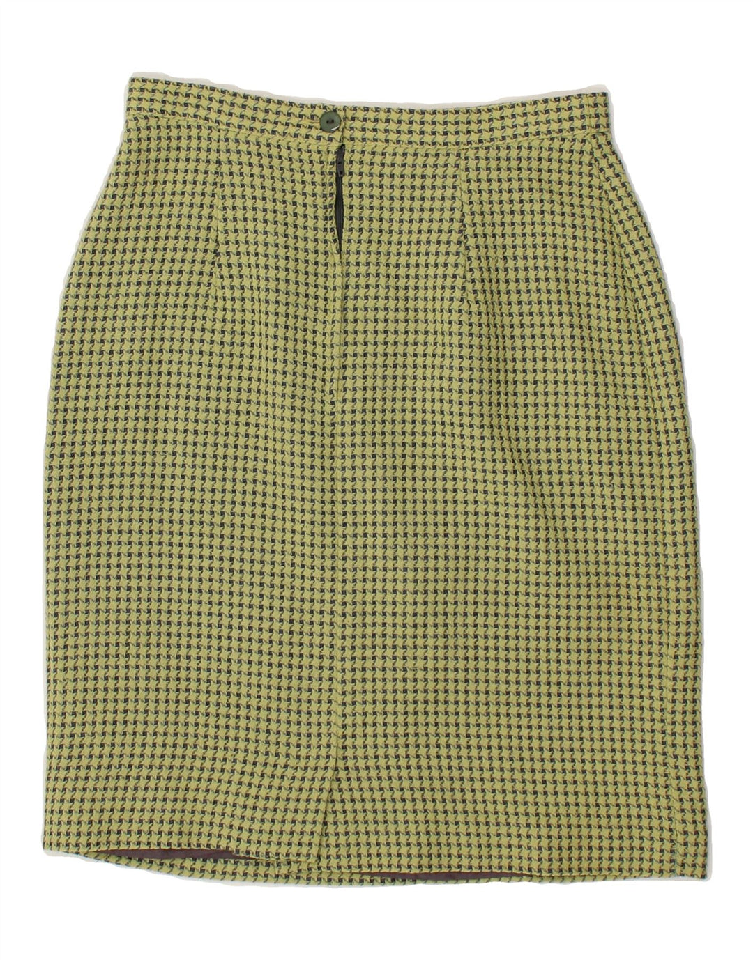 LORETTA BLOOM Womens Pencil Skirt UK 12 Medium W26  Yellow Houndstooth Vintage Loretta Bloom and Second-Hand Loretta Bloom from Messina Hembry 