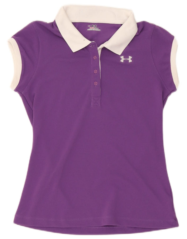 Under Armour Polo Heat Gear pour femme UK 12 Violet moyen Colourblock