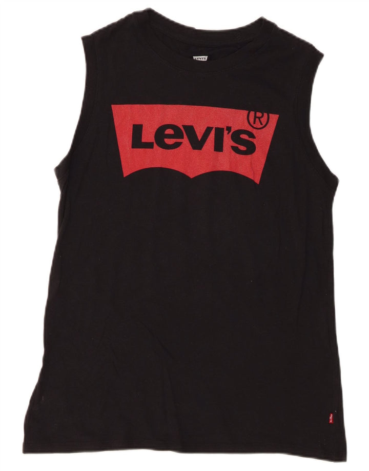 Levi's Débardeur Graphique Femme UK 10 Small Noir Coton