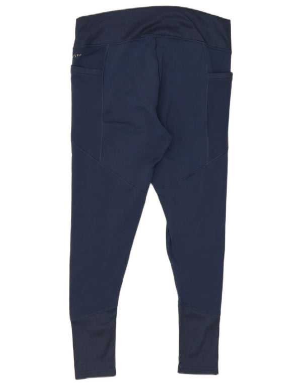 Adidas Femmes Aeroready Leggings UK 16/18 Large Bleu Marine Polyester