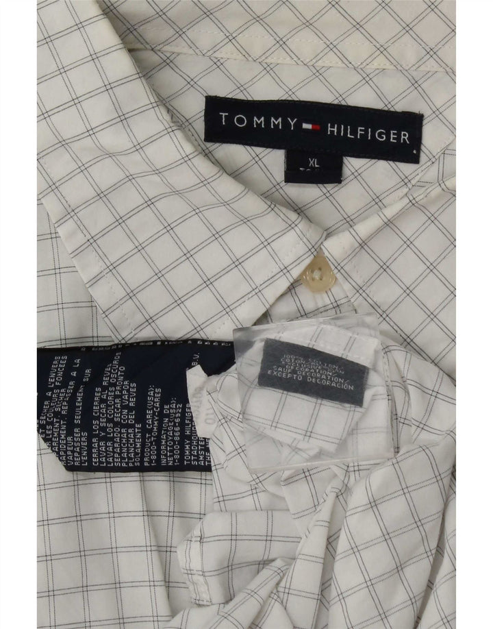 Tommy Hilfiger Chemise Homme XL Blanc Carreaux Coton