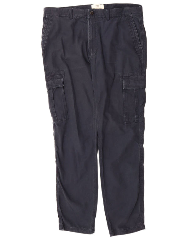 Marks & Spencer Pantalon cargo fuselé pour homme W36 L33 Bleu marine Coton