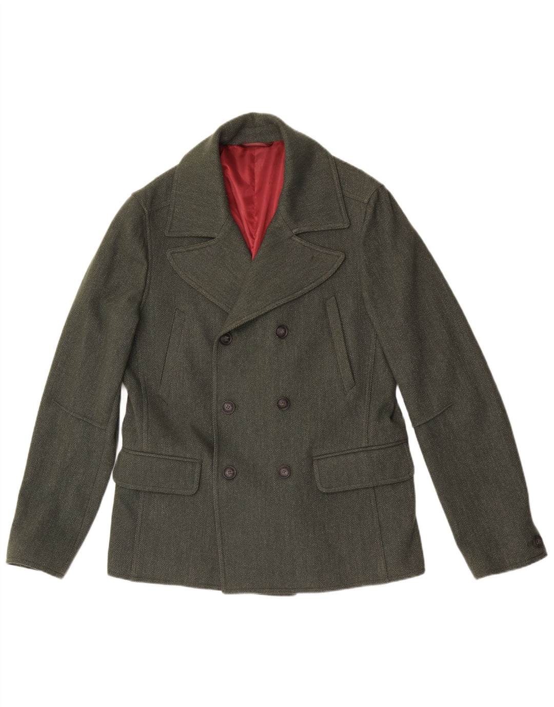 Liu Jo Caban Homme UK 40 Grande Laine à Chevrons Vert