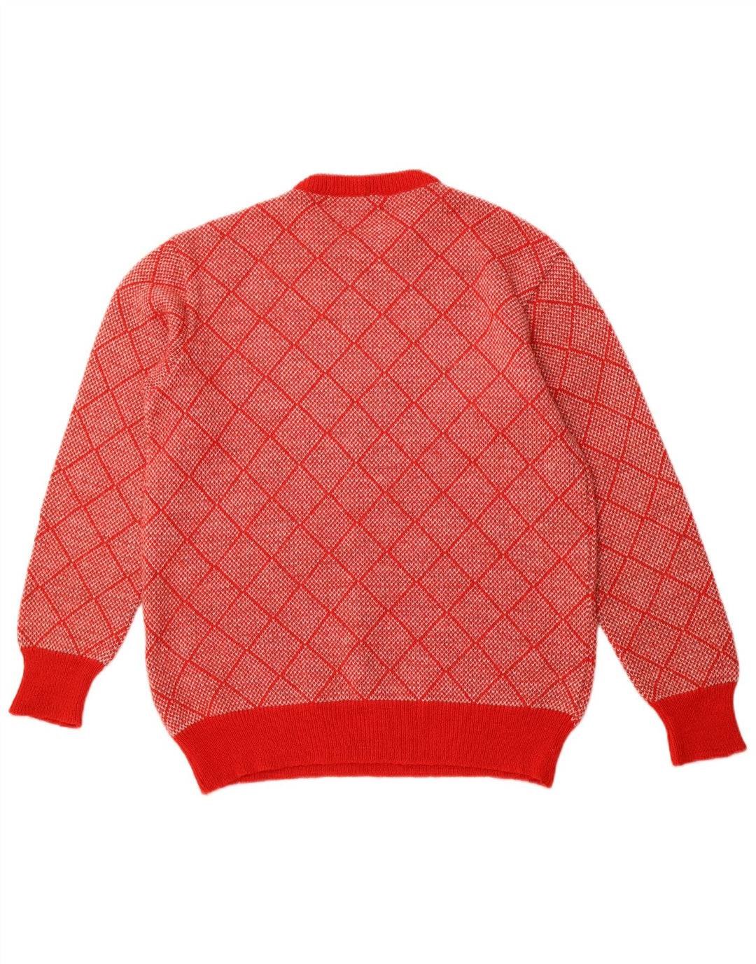 VINTAGE Pull ras du cou pour homme IT 52 Grand Rouge Géométrique