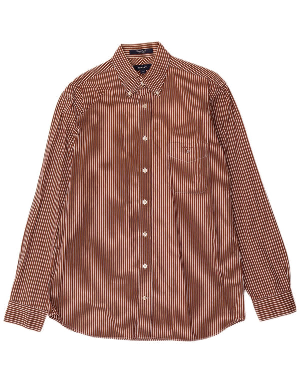 Gant Chemise Regular Fit Homme Marron Moyen Rayé Coton