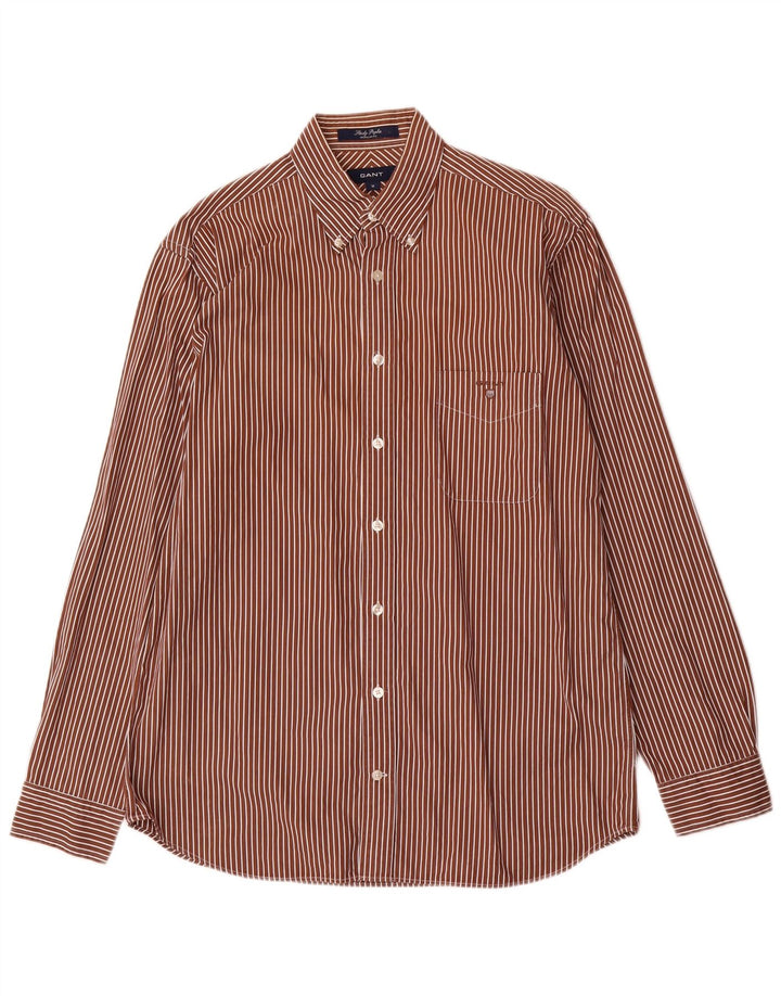 Gant Chemise Regular Fit Homme Marron Moyen Rayé Coton