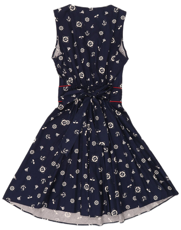 Trolled Dolly Robe trapèze à motif abstrait pour femme UK 14 Large Bleu marine