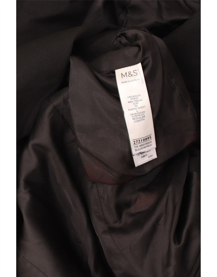 MARKS & SPENCER Veste blazer à 2 boutons pour homme UK 40 Noir moyen Polyester