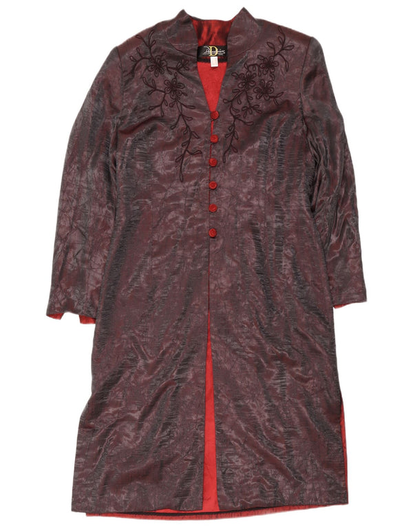 vintage Womens Overcoat UK 16 Grand Bourgogne Floral Polyester