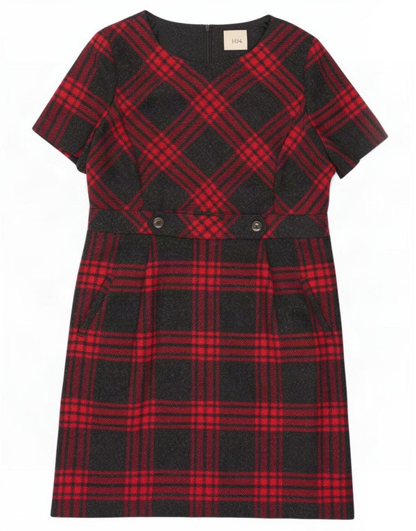 Hobbs Robe fourreau pour femme UK 46 Large laine à carreaux rouge