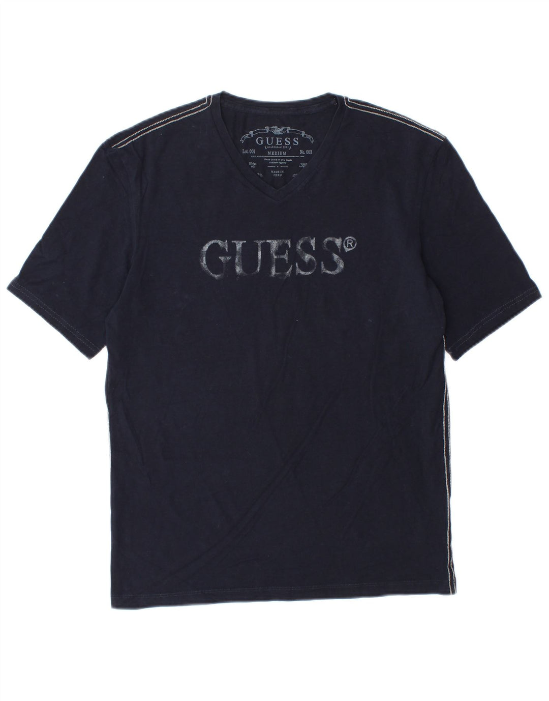 Guess T-Shirt Graphique Homme Bleu Marine Moyen Coton