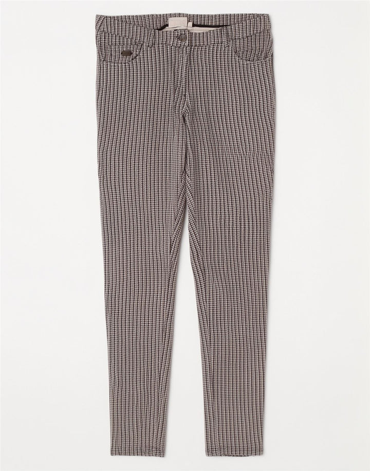 Ellesse Pantalon décontracté slim pour femme Medium W30 L28 Gris Pied-de-poule Viscose